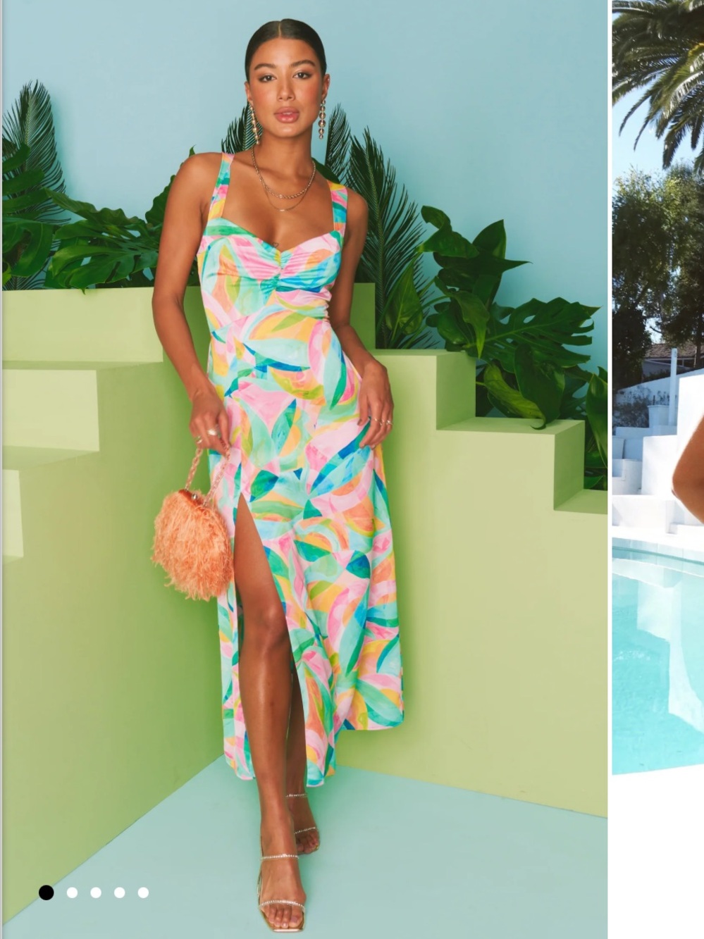 Show Me Your MuMu Pastel Multicolor Midi Dress - Picture 1 of 5